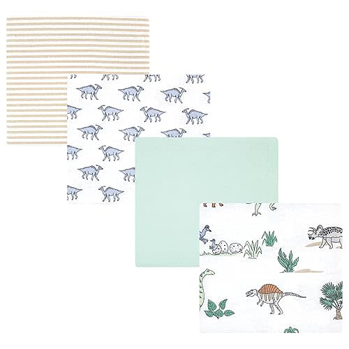 Hudson Baby Unisex Baby Cotton Poly Flannel Receiving Blankets, Boy Dino World, One Size
