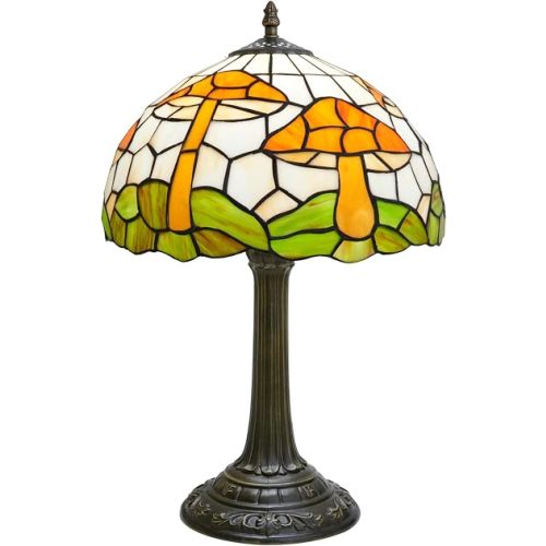 Big Mushroom Lamp Decor Tiffany Lamp Stained Glass Retro Decorative Bedroom Bedside Living Room Offices Kitchen Village Style Table Lamps Cool Christmas Lamp Gifts Fun Faux Tall Desk Lamp Night Light