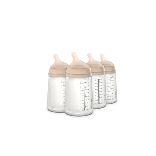 Suavinex Zero Zero Anti Colic Baby Bottle, No 1 Spanish Baby Bottle Brand, Minimizes Bottle Rejection & Nipple Confusion, Perfect for Breastfeeding Babies, 9oz/270mL, Light Tone, Medium Flow Nipple