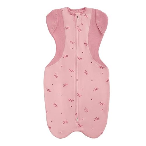 Transition Swaddle Sleep Sack, 3-6 Months, 12-18 lb, Arms In/Out, 2-Way Zipper, Moisture-Wicking Fabric, Improves Sleep, Snug Fit, Helps Calm Startle Reflex (Pink Print)