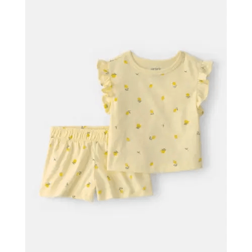 Baby Girl 2-Piece Lemon Top & Short Set - Yellow | Carter's