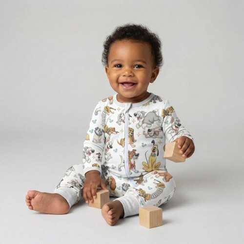 Adorable Disney Dogs Collection Zippy Romper, Lady and the Tramp Pluto Pongo 101 Dalmatians Apparel, Puppy Lover Baby Shower Newborn Gift