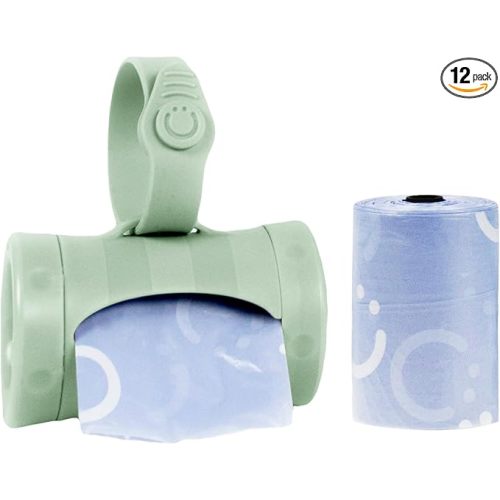 Ubbi Retractable Bag Dispenser for Diaper Bag, Sage, 1 Count (Pack of 12)