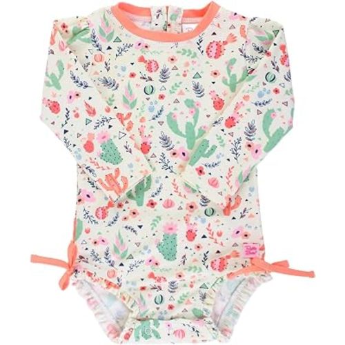 RuffleButts Baby Girls Novelty Baby One Piece - Rash Guard Swimsuit UPF 50+