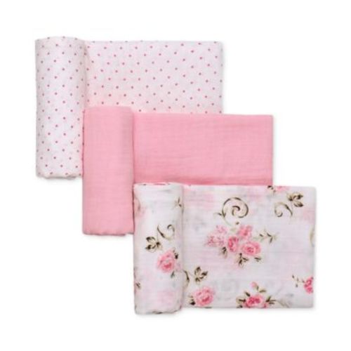 Baby Girls 3-Pc. Vintage Rose Muslin Blankets Set