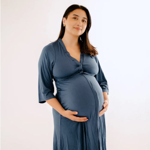 Lila Labor & Postpartum Gown in Midnight Blue