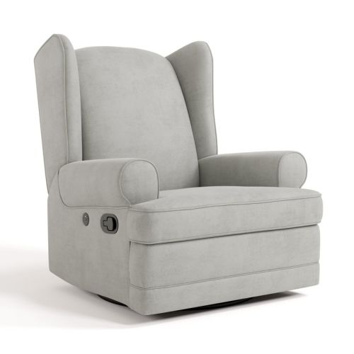 Storkcraft Serenity Wingback Upholstered Recliner Glider with USB Charging Steel