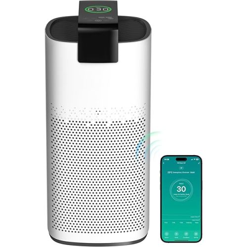 Air Purifiers for Home Large Room Up to 3600 Ft² with PM 2.5 Air Laser Sensor, HEPA 4-in-1 Filter for Airborne Particles, Sleep Mode for Allergies, Pet Hair in Bedroom, MR7566-WF, White, 1Pack+3Modes