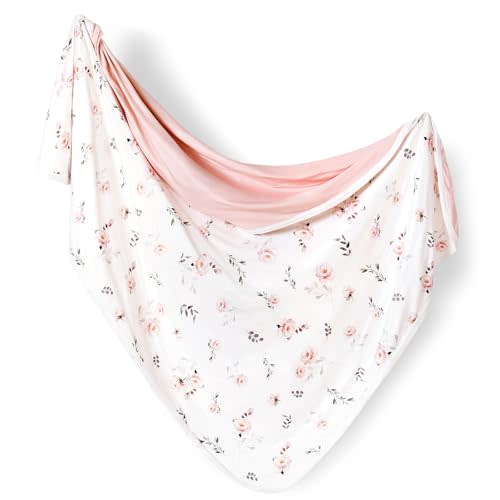 GRSSDER Baby Blankets Super Soft Jersey Knit Swaddle Blanket for Baby Girls and Boys, Double Layer Receiving Blankets 34 x 44 Inches, Extra Large for Baby Swaddling, Pink Rose