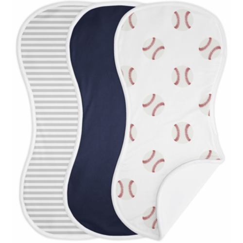 Baseball Patch Collection Absorbent Burp Cloths - 3 Pack Set