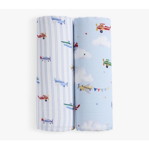 Airplane Organic Muslin Swaddle Set