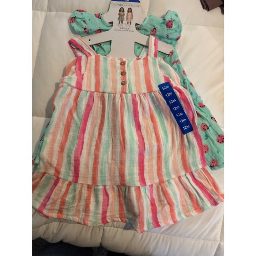 Girls Size 3M4-Piece Koala Baby 2-Pack Dress And Diaper Cover Sets Pink