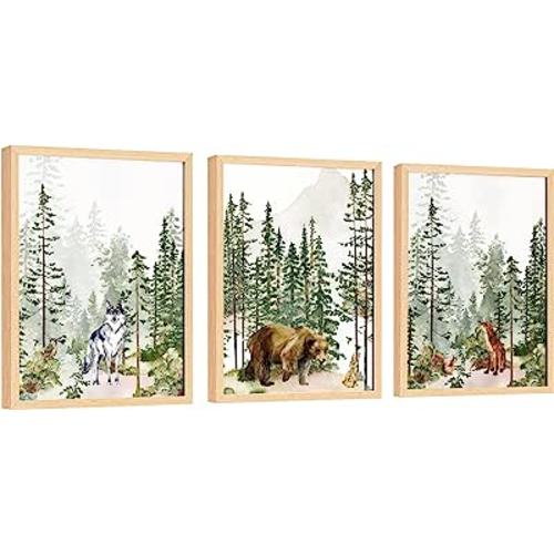 Amazon.com: EXCOOL CLUB Woodland Nursery Decor For Boys - 12x16 Woodland Creature Wall Art, Safari Baby Animals Prints, Forest Animal Fox Bear Nursery Pictures for Kids Bedroom Classroom Decorations (UNFRAMED): Posters & Prints