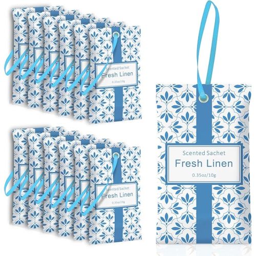 SCENTORINI Scented Sachets for Drawers and Closets, Linen Scent 14 Pack, Long-Lasting Home Fragrance Sachets Bags Wardrobe Freshener for Dresser, Closets, Clothes Storage, Suitcases
