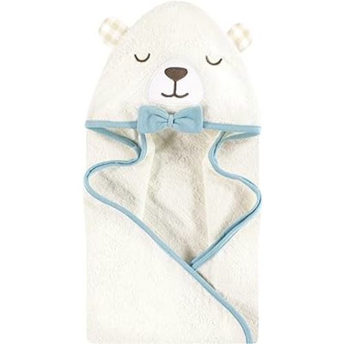 Hudson Baby Unisex Baby Cotton Animal Face Hooded Towel, Gingham Bear Boy, One Size