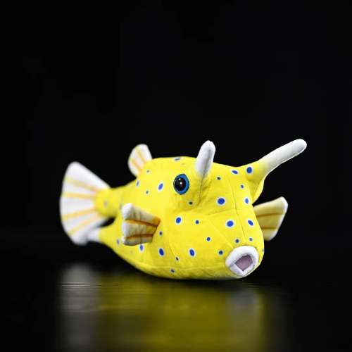 Longhorn Cowfish Plush Toy – Bright Yellow, Lifelike, and Super Adorable