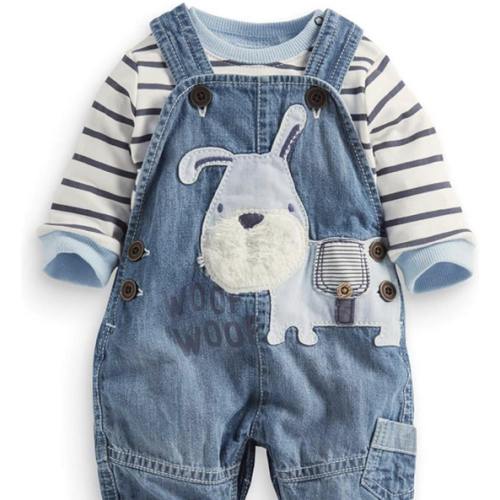 Cute Baby Boy Clothes Suit Toddler Boys' Striped long Sleeve T-Shirt+Denim Overalls Jumpsuit Pants Outfits Sets