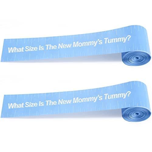 Sratte 2 Rolls 2 Inch x 150 Feet Baby Shower Measuring Tape Tummy Measure Belly Game Paper Belly Measuring Tape for Baby Shower Party Decorations Supplies (Sky Blue)