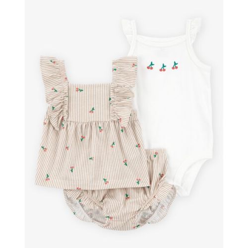 Baby 3-Piece Striped Cherry Print Little Short Set - Carter's | Carter's