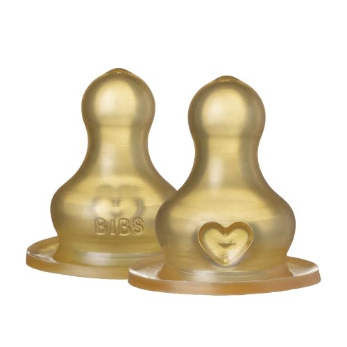BIBS Bottle Nipple | BPA Free Natural Rubber | Made in Denmark | Slow Flow 2-Pack
