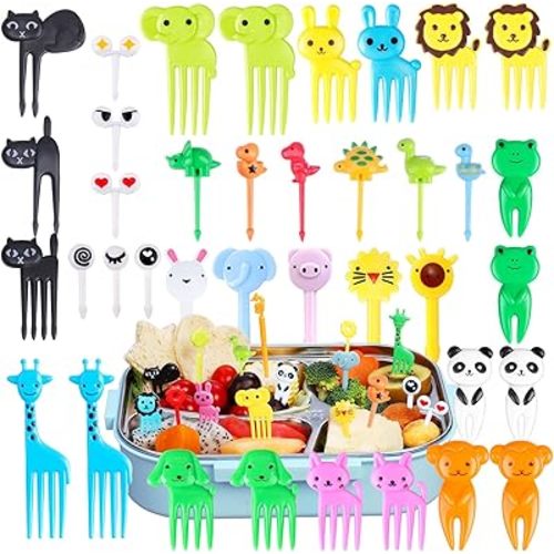 150 Pcs Animal Food Picks for Kids, Vicuna R Fun Kids Food Picks for Bento Box Accessories, Reusable Toddler Fruit Toothpicks, Cute Kids Lunch Accessories for Picky Eater BPA-Free