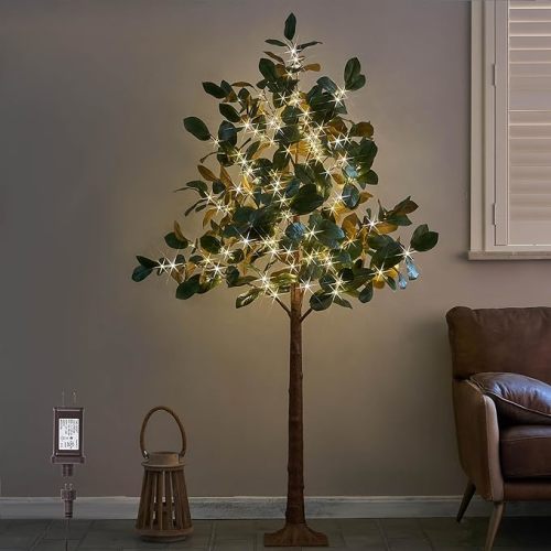 Hairui Lighted Magnolia Tree 6FT 280 LED Fairy Lights, Faux Plant Tree with Lights for Home Holiday Spring Decoration