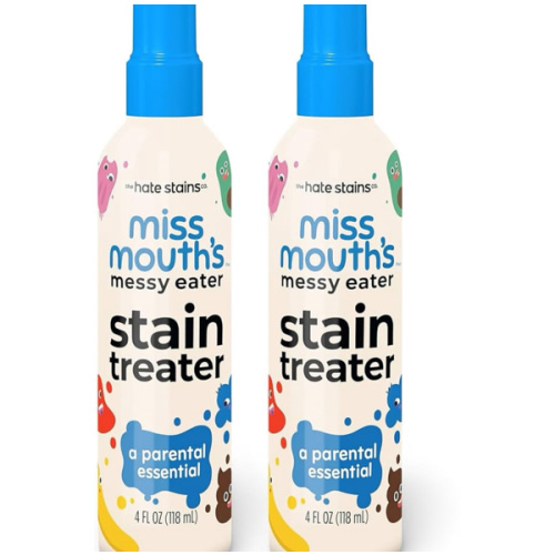 Miss Mouth's Messy Eater Stain Treater Spray - 4oz 2 Pack Stain Remover - Newborn & Baby Essentials - No Dry Cleaning Food, Grease, Coffee Off Laundry, Underwear, Fabric