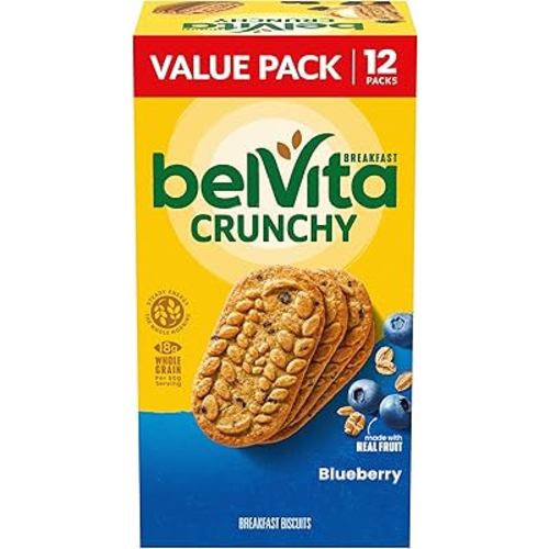 belVita Breakfast Bars Biscuits, Blueberry, Value Pack, 12 Packs (4 Biscuits Per Pack)
