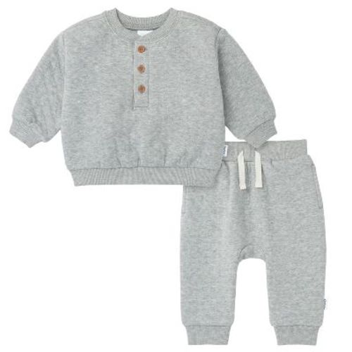 Gerber Baby Boys' 2-Piece Quilted Top & Jogger Set, Grey, 0-3 Months