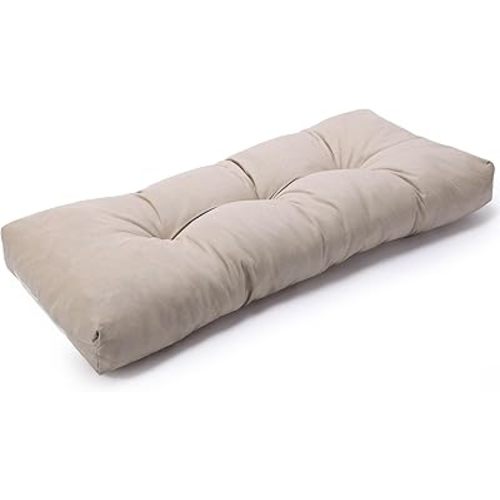 SUNROX LokGrip Non Slip Tufted Memory Foam Bench Cushion, FadeShield Water Resistant Durable Thicken Outdoor/Indoor Bench Seat Pads 36x14x4 inch, Husk Birch