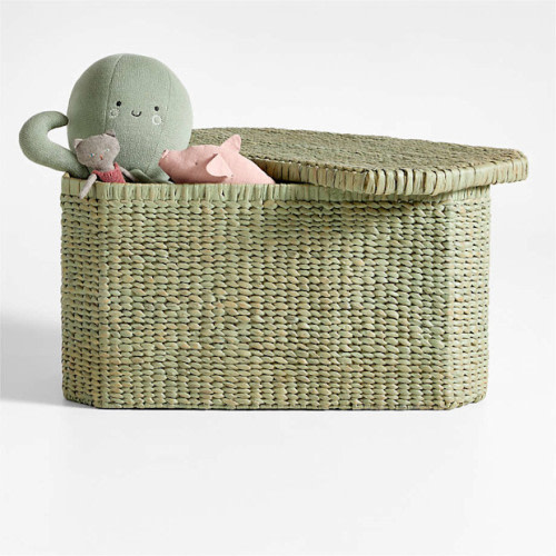 Crate & Kids Rudy Rattan Sage Green Kids Toy Bin by Jake Arnold