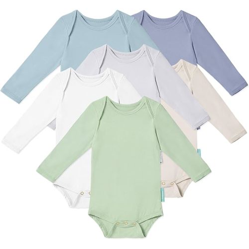 PurComfy Supersoft Long Sleeve Baby Bodysuits, Premium Bamboo Rayon Bodysuit Unisex Boy Girl 0-3-6-9-18-24 months