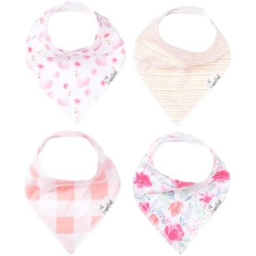 Copper Pearl Baby Bibs 4 Pack, Printed Bandana Drool Bibs for Baby Girl & Boy, Soft Cotton Drooling Teething Bibs