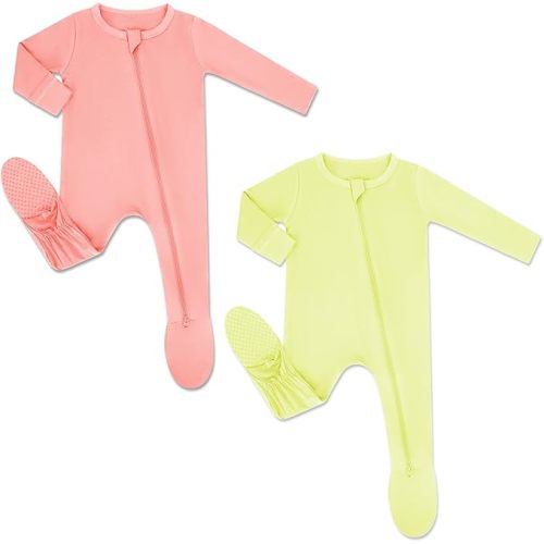 HAPIU Rayon from Bamboo Baby Footed Pajamas, 2 Way Zipper YKK, Footie for Baby Boy Girls, Newborn-24 Months