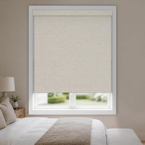 Hestia Blackout Roller Shades with Valance For Windows, Ivory, 35"W x 72"H