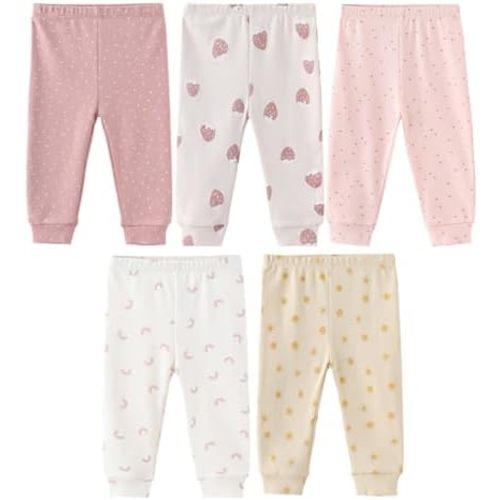 Unisex Baby Boy Girl Pants Sets Cotton Soft Infants Bottoms Casual 5 Pack 0-12 Month Babies' Leggings