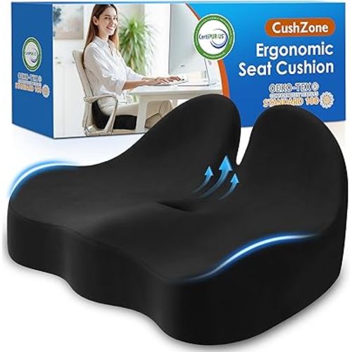 Seat Cushion, Memory Foam Office Chair Seat Cushion for Office Chairs/Car/Long Trip/Desk Chair/Gaming, Extra Large Size for Sciatica & Hip & Tailbone Pain Relief, Sciatica Support (Black)