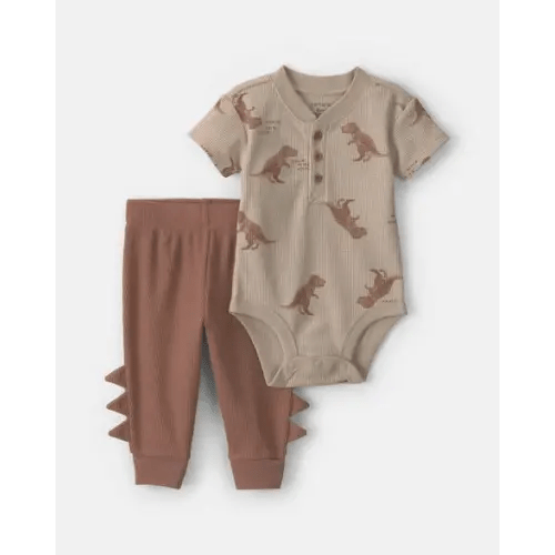 Baby Boy 2-Piece Dinosaur Bodysuit & Pant Set - Brown | Carter's