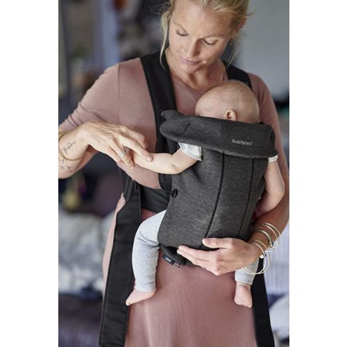 BabyBjörn Baby Carrier Mini, Charcoal Gray, 3D Jersey | Infant Carrier (7-25 lbs), Ergonomic, Easy-to-Use