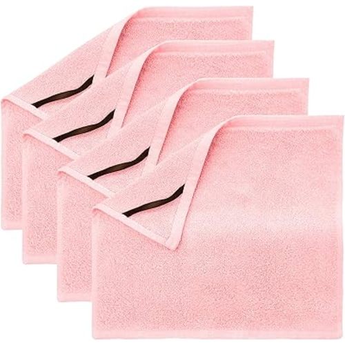 Crafty Cloth Ultra-Soft Viscose Bamboo Washcloth Set (4 Pack) | Reusable Gentle Cleansing Towels | 12×12 Fast-Dry Machine Washable | Luxurious Skin-Friendly Comfort | Pink