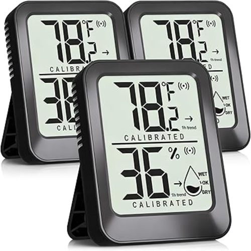 3 Pack Room Thermometer Indoor Hygrometer for Home, Digital Sensor Mini Humidity Gauge Meter, Temperature Humidity Monitor for Bedroom, Pet, Plant - Battery Included