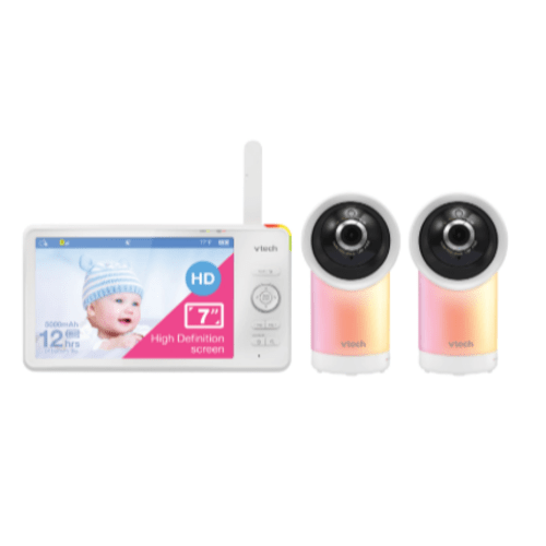 VTech 7" Video Baby Monitor with 2 Cameras, Night Light, Night Vision & Two-Way Audio (RM7766-2HD)
