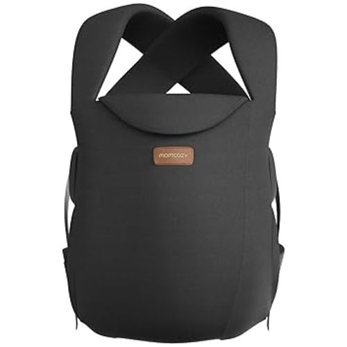 Momcozy Newborn Carrier WeeSnug- Lightweight and Cozy Comfort for 7-25 lbs, Ergonomic Cross-Back Support, Effortless to Put On, Hands-Free Baby Carrier with Lumbar Support, Black