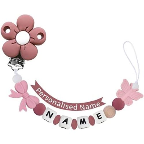 Personalized Baby Pacifier Clip with Name,Customized Name Silicone String Clip for Boy Girl