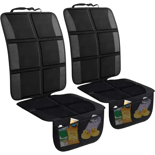 Car Seat Protector, 2 Pack Large Car Seat Protectors for Child Baby Car Seat with Organizer Pockets, Thick Padding Waterproof Car Seat Protector, Auto Vehicle Leather Seats Dog Mat Cover Pads, Black