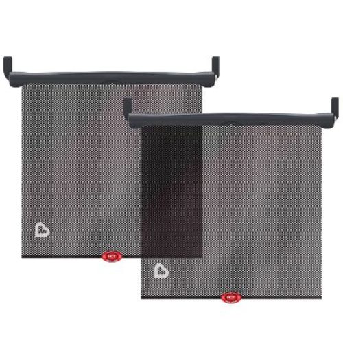 Munchkin Sun Safety Car Window Rollershade With Heat Alert - Black - 2pk