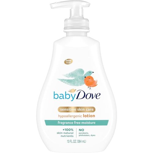 Baby Dove Face and Body Lotion for Sensitive Skin Sensitive Moisture Fragrance-Free Baby Lotion 13 oz