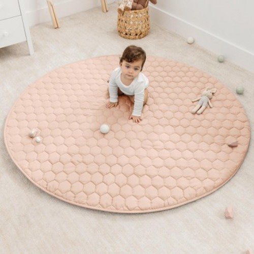 Premium Play Mat - Soft and Comfortable Kids & Toddler Play Mat with Non-Slip Bottom By Comfy Cubs - Blush, Round 60"