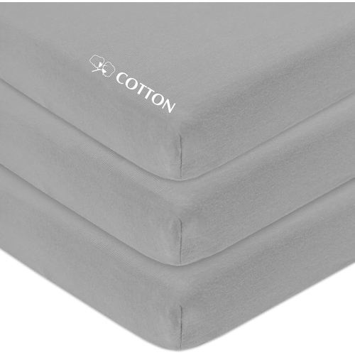 American Baby Company 3 Pack 100% Natural Cotton Fitted Mini Crib Sheets 38" x 24" - Soft & Breathable Small Nesting Portable Sheets, Fits Pack N Play Mattresses, Gray, for Boys & Girls
