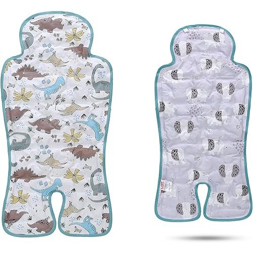 Gel Car Seat Cooler Pad,1 Pcak Double Sides-Universal Baby Stroller Ice Cushion,Summer Cooling Seat Liner,Multifunctional Suitable for Baby Dining Chair,Child Safety Seat(Dinosaur + Elephant)